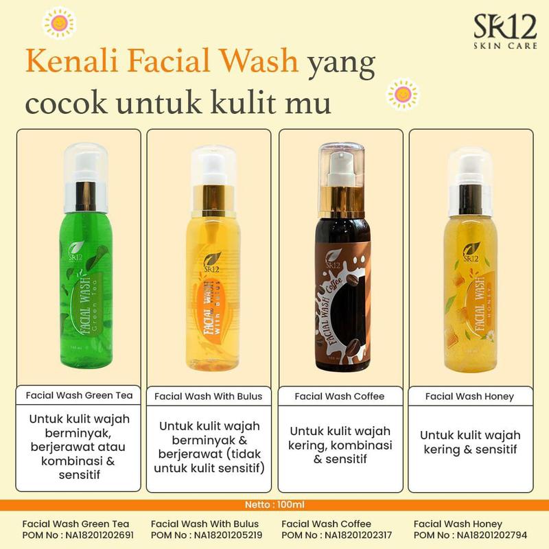 FACIAL WASH SR12 100ML ALL VARIAN / HONEY / BULUS / COFFEE / GREEN TEA / GLUTATION 1