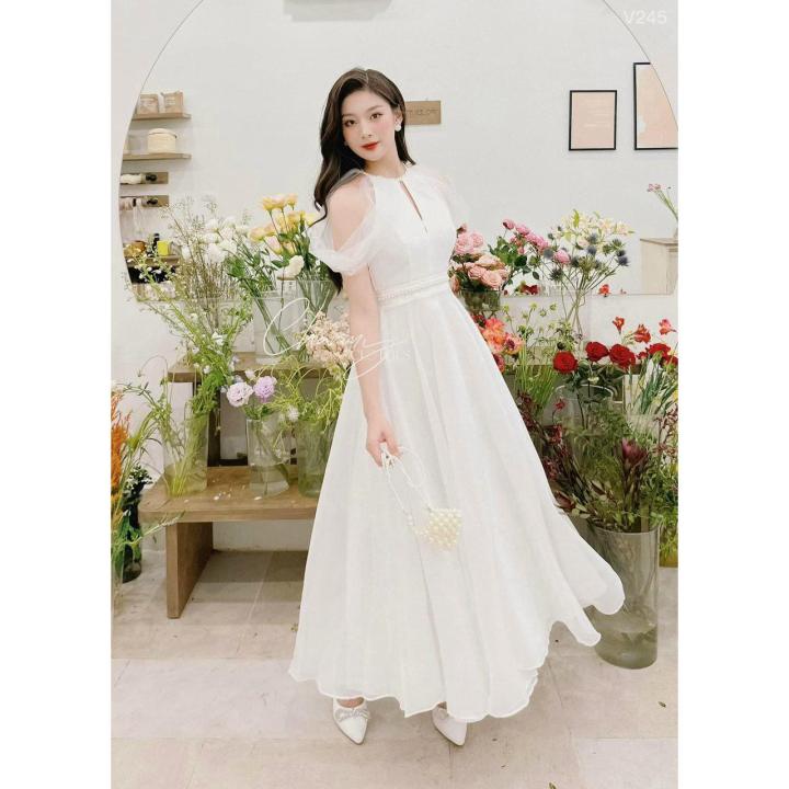 Product Introduction of Đầm Lưới Dây Cườm Cổ Rớt Vai Xòe Tà Siêu Sang Trọng Cho Chị Em, Đi Chơi - Đi Dự Tiệc Siêu Hot Hit, Xòe Tà Cách Tân Nhìn Là Mê Benzen Store Nữ Dress Women 0