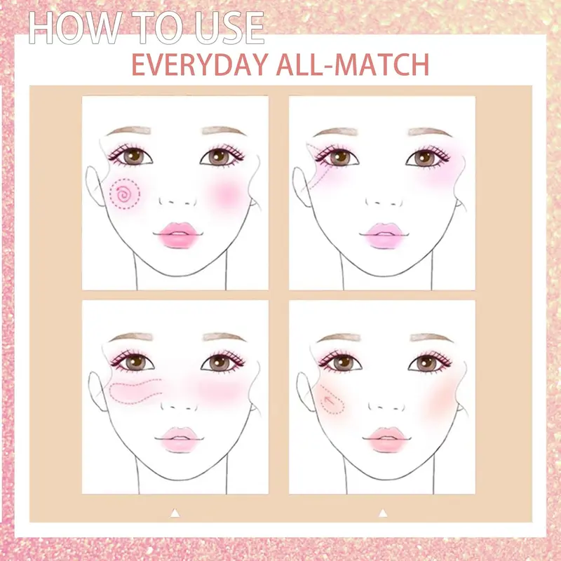 6 Colors Natural Blusher Palette, Long Lasting Shimmering Blush Palette, Cheeks Contour Blush Pressed Powder, Natural Look Blush for Daily Makeup 8