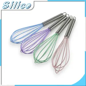 Silico Kocokan Telur Silikon Tahan Panas Besar Pengocok Telur Manual Stainless Steel Food Grade Anti Lengket 3 Ukuran 4 Warna Premium Kitchenware