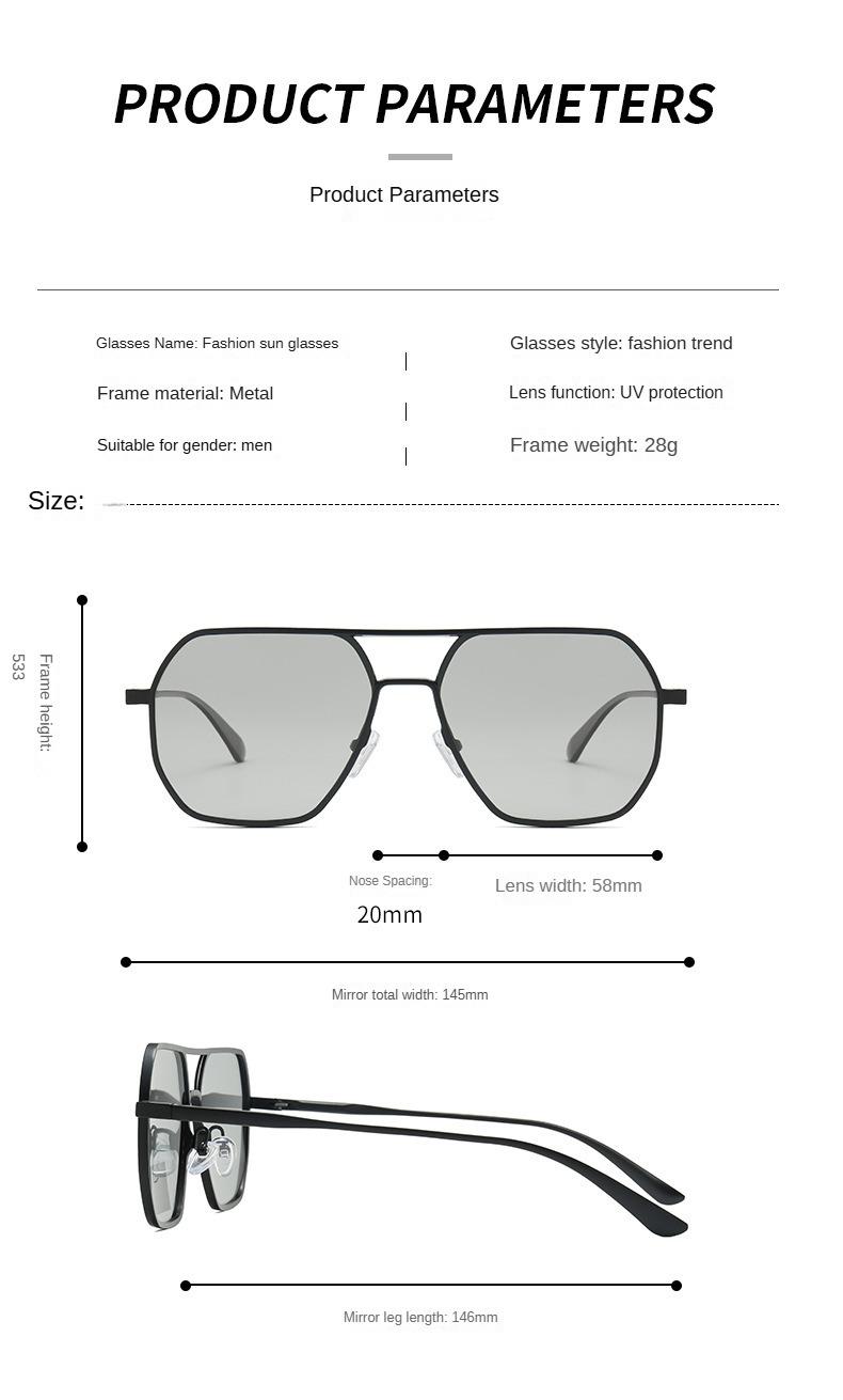 Product Introduction of Men's Day and Night Dual-use Smart Color-changing Polarized Sunglasses Trendy Driving Fishing Special Sunglasses clubmaster  frame  glasses 4