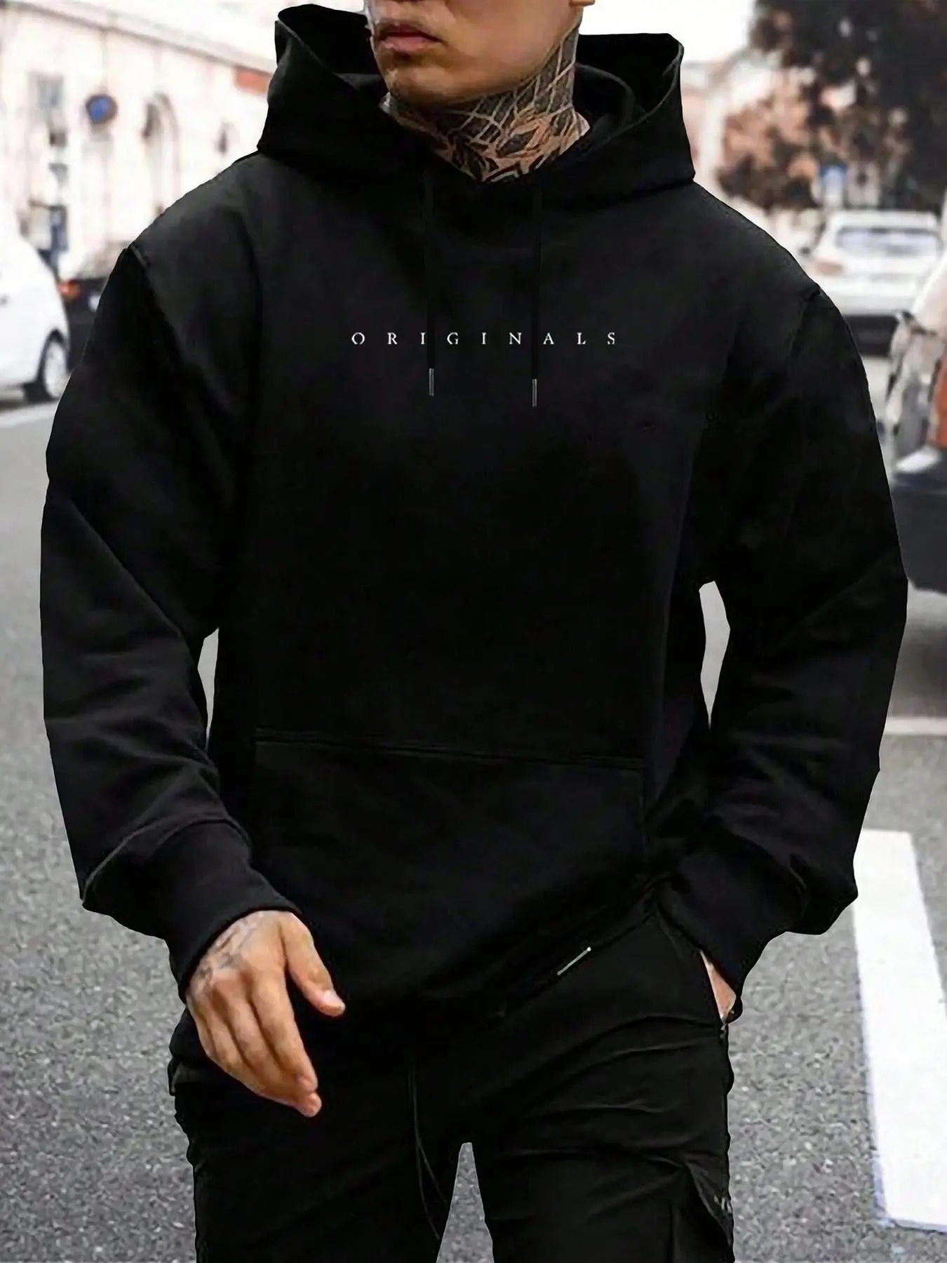 Men's Letter Print Drawstring Hoodie, Casual Regular Fit Pocket Long Sleeve Hooded Sweatshirt, Men Clothes for Fall & Winter Daily Wear