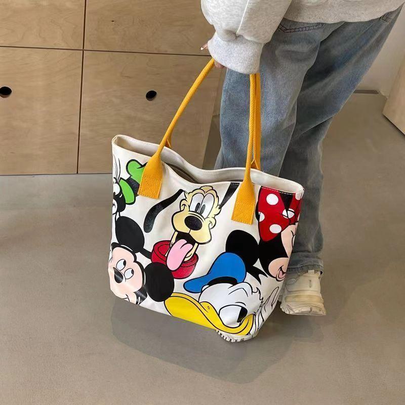 Product Introduction of New Mickey canvas bag schoolgirl large capacity cute cartoon goofy dog tote bag shoulder tote bag 11