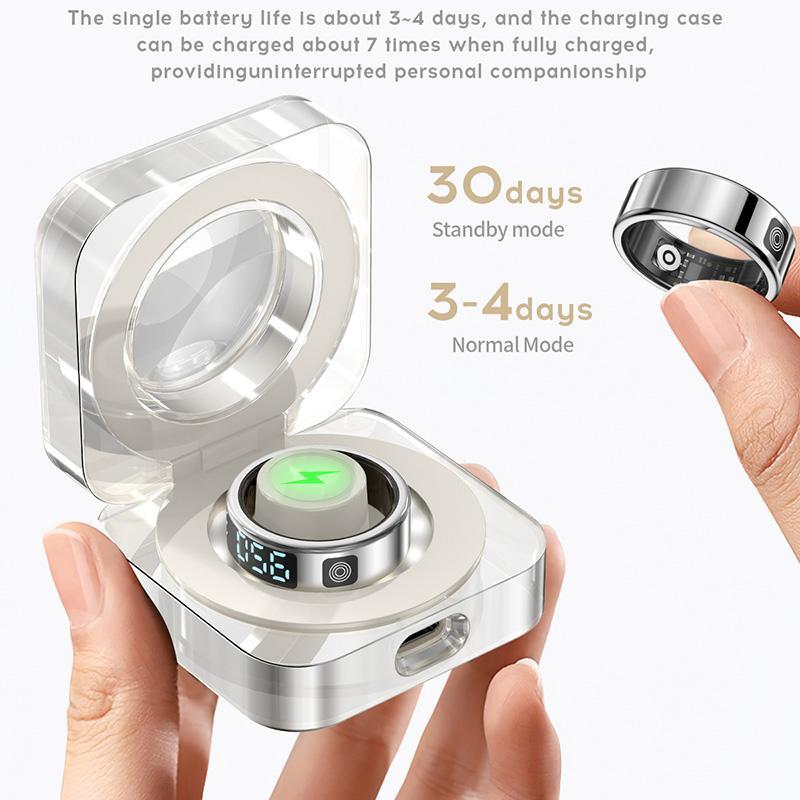 Product Introduction of Smart Ring, 1 Count USB Rechargeable Fitness Tracker with Charging Case, Long Standby Sports Fitness Equipment for Men & Women 2