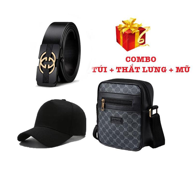 TẶNG MŨ Túi đeo chéo da cao cấp và thắt lưng kim loại sang trọng 27MG