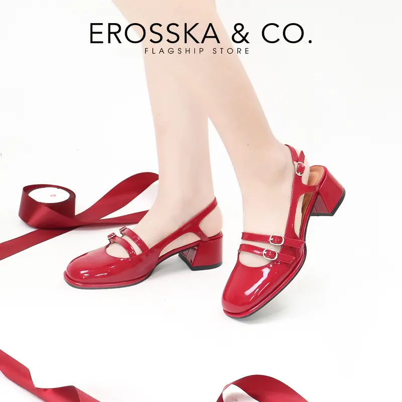 EROSSKA - Giày cao gót nữ Mary Jane quai ngang mũi vuông cao 5cm [Form Rộng lùi 1 size] - EL039 4