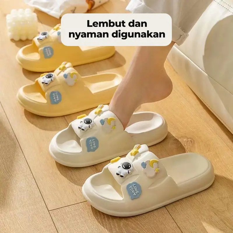 Muzy Sendal Wanita Terbaru Jelly Karet Sandal Slop Flat Rumahan Empuk Elastis Sendal Anti Slip HSN110 Pink 4