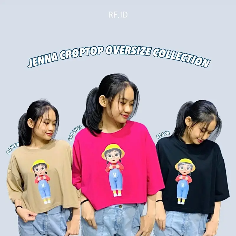 RF.ID Jenna Hat Yellow Croptop Oversize ( Lingkar Dada 125 Muat Sampai BB 85kg ) Wanita Kaos 0