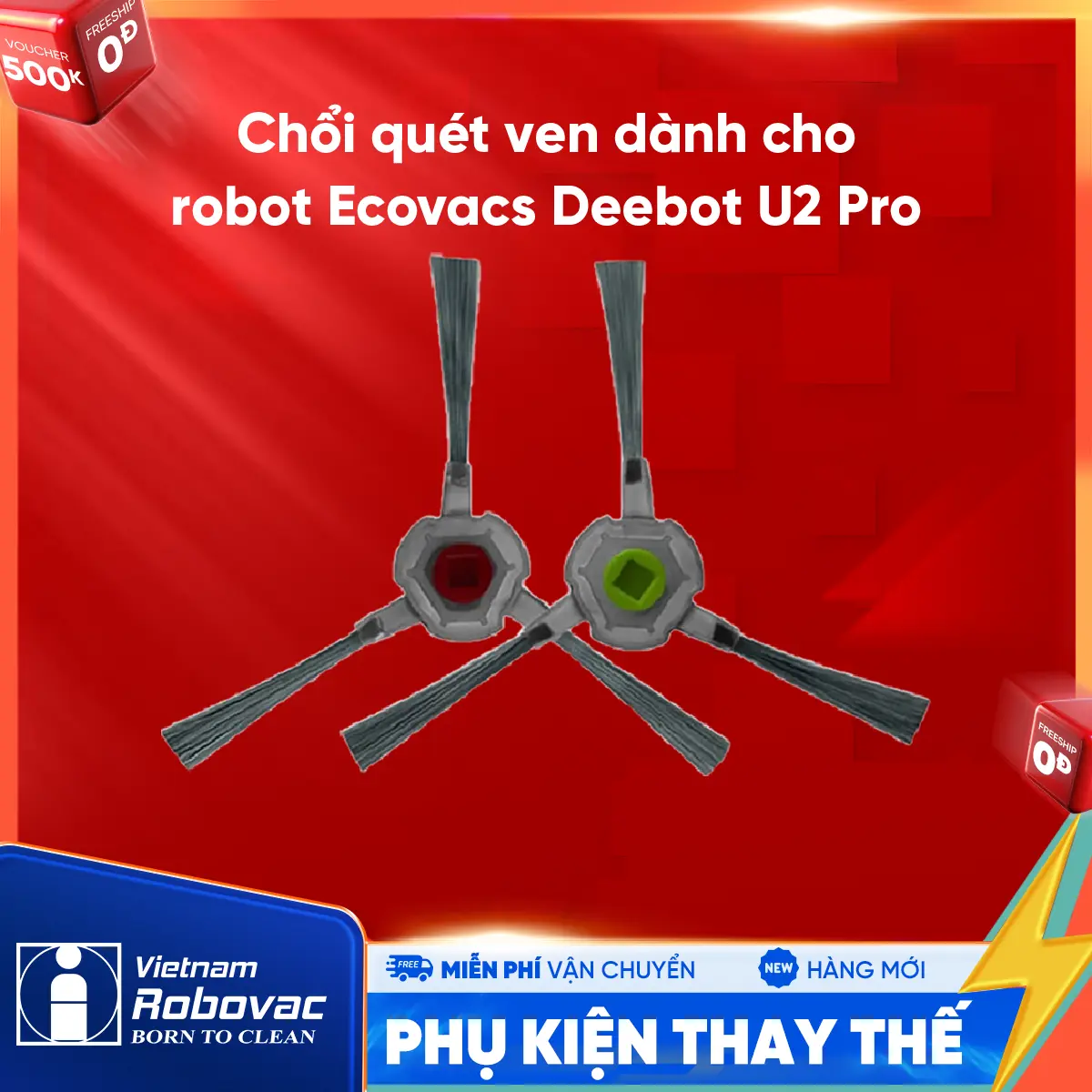 Bộ chổi quét ven Robot hút bụi lau nhà thông minh Ecovacs Deebot U2 PRO
