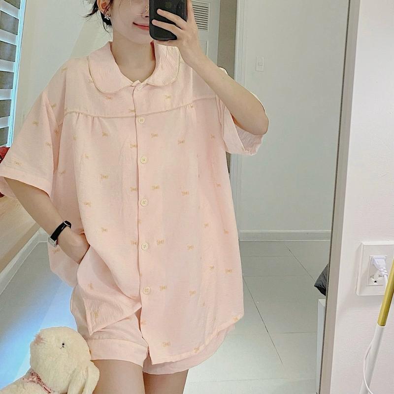 BẢNG MÀU 1 Bộ đồ ngủ nữ đồ mặc nhà mùa hè Jemcloset ,chất vải Đũi Hàn mịn form dáng rộng thoải mái PAMMI - 8181