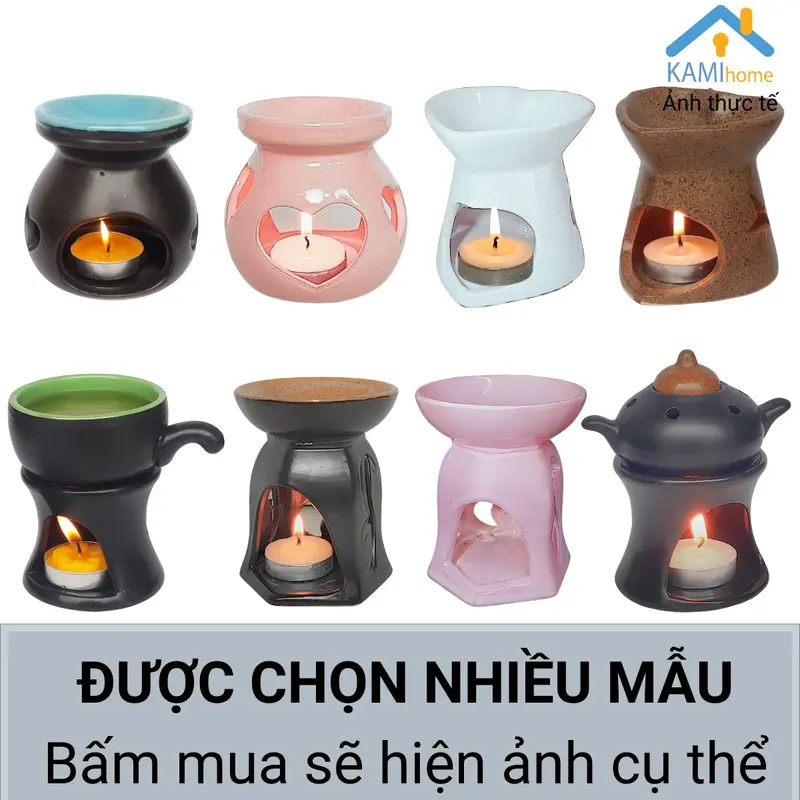 (Bảo hành bể vỡ) Đèn xông tinh dầu thơm đốt Nến (Nhiều Mẫu) khử mùi thơm phòng đuổi muỗi chất liệu gốm sứ Bát Tràng Việt Nam mã 25004 3
