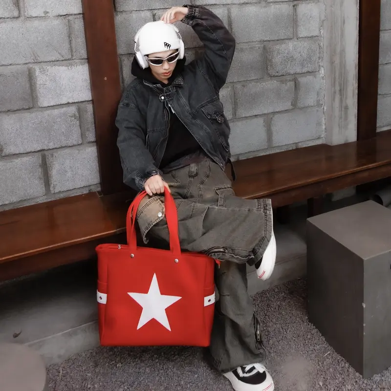 Túi TOTE DA star unisex Slyour Bag, chất liệu da pu, vừa lap 16inch ( V3 ) khóa kéo Nam Nữ Hình Chữ Nhật tui  deovai cloud  tote bag Nhung  có thể mở rộng hàn quốc (SV3) 8