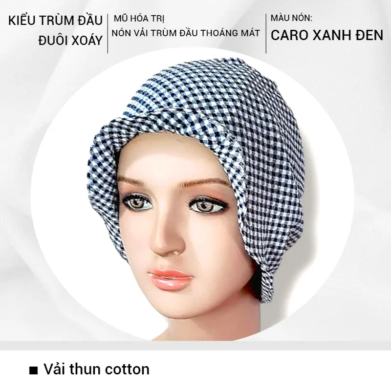 [KIỂU TRÙM ĐẦU ĐUÔI XOÁY] Nón vải trùm đầu, bằng vải mát, beanie hat, cancer hat, chemo hat, mũ vải