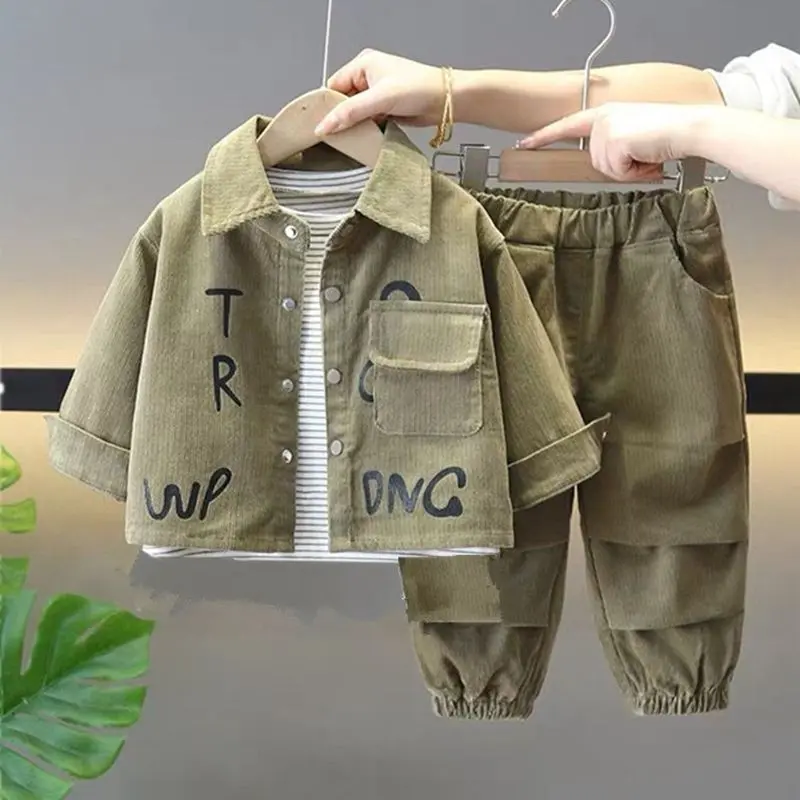 Bộ Quần Áo Mùa Thu Cho Bé Trai, Phong Cách Phương Tây, Đẹp Trai, Thích Hợp Cho Mùa Xuân Và Mùa Thu, Phong Cách Hàn Quốc, Hợp Xu hướng Và Ngầu, Quần Áo Trẻ Em, Bộ Hai Mảnh, Hàng Mới Về Năm 2024 0