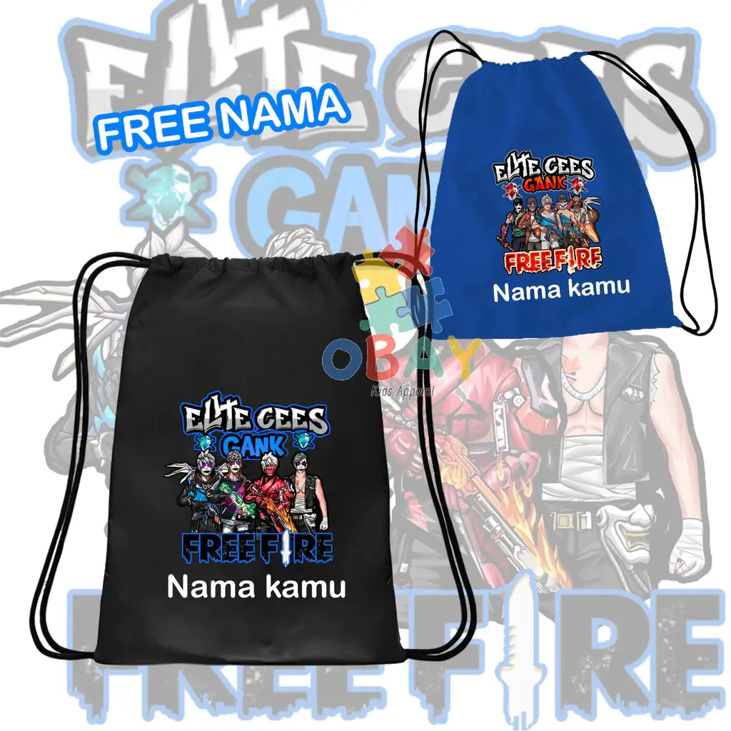 Tas Serut Anak Free Firee FF elite Cees Lucu untuk Souvenir, Sekolah, & Kado Anak