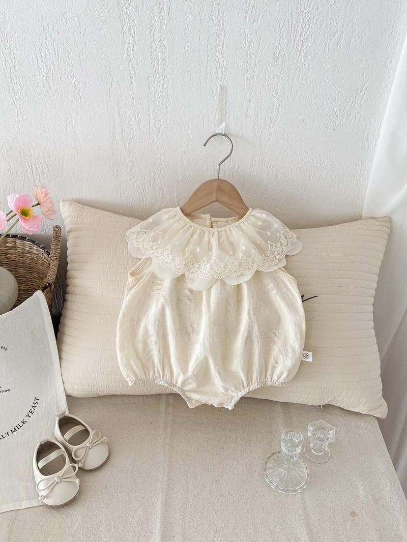 Product Introduction of Quần Áo Trẻ Em Áo Liền Quần Thêu Hoa, Phong Cách Mùa Xuân, Cho Em Bé Gái, Cổ Áo bẻ xuống, Áo Liền Quần ngắn Tay, Váy Chị Em, Phong Cách Ins 22