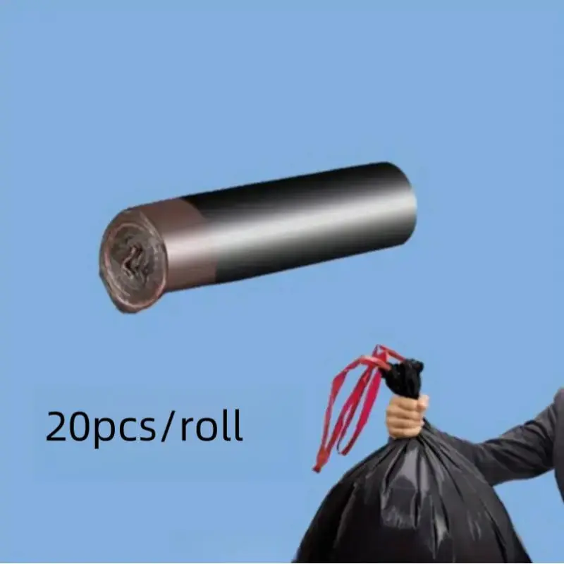 35 Gallon Trash Bag, 10pcs/20pcs/roll Thick & Durable Household & Commercial Garbage Bag, Large Capacity Drawstring Bin Bag 7