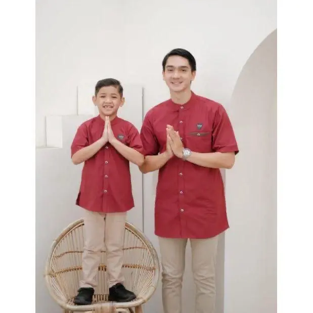 Baju Couple  Koko Ayah Dan Anak Lengan Pendek Motif Polos 1