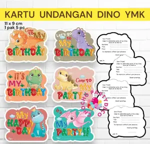 Kartu Undangan DINO YMK isi 10 Pc / Kartu Ulang Tahun Anak DINOSAURUS