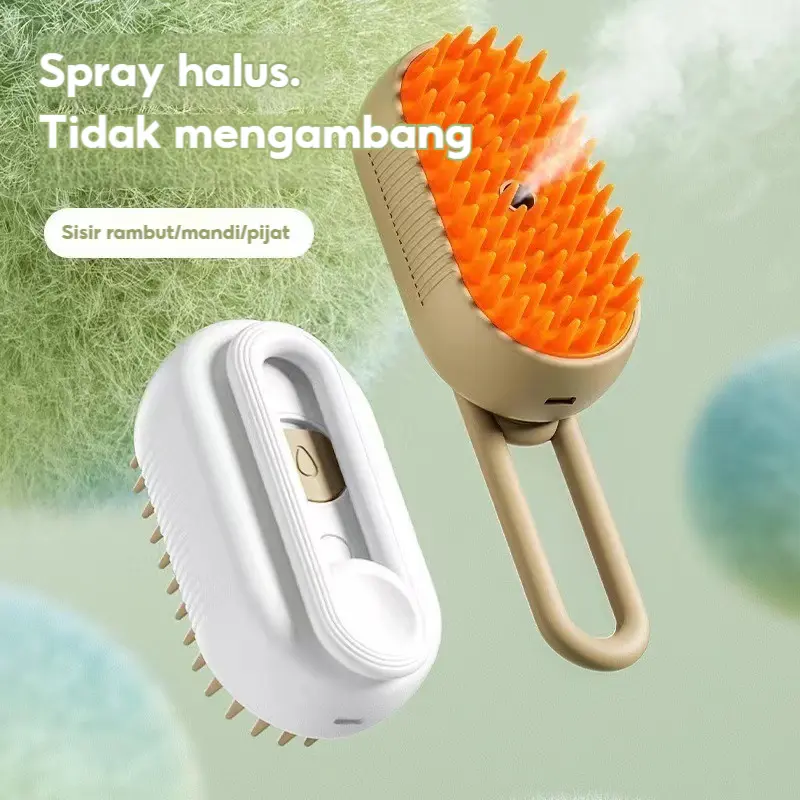 Pet Sisir Uap 3 In 1 Sisir Uap  Pet Grooming Brush Spray  Silikon Anjing Sisir Mandi Pijat Hewan 2