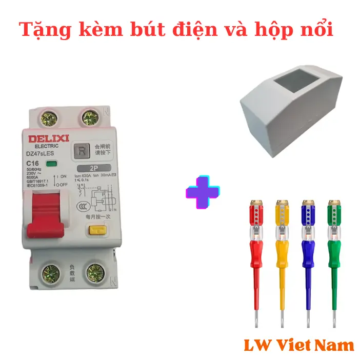 Át chống giật bình nước nóng C16 - RCBO Delixi C16 - Tải 3200W - Át bảo vệ gia đình - Bộ chống giật gia đình