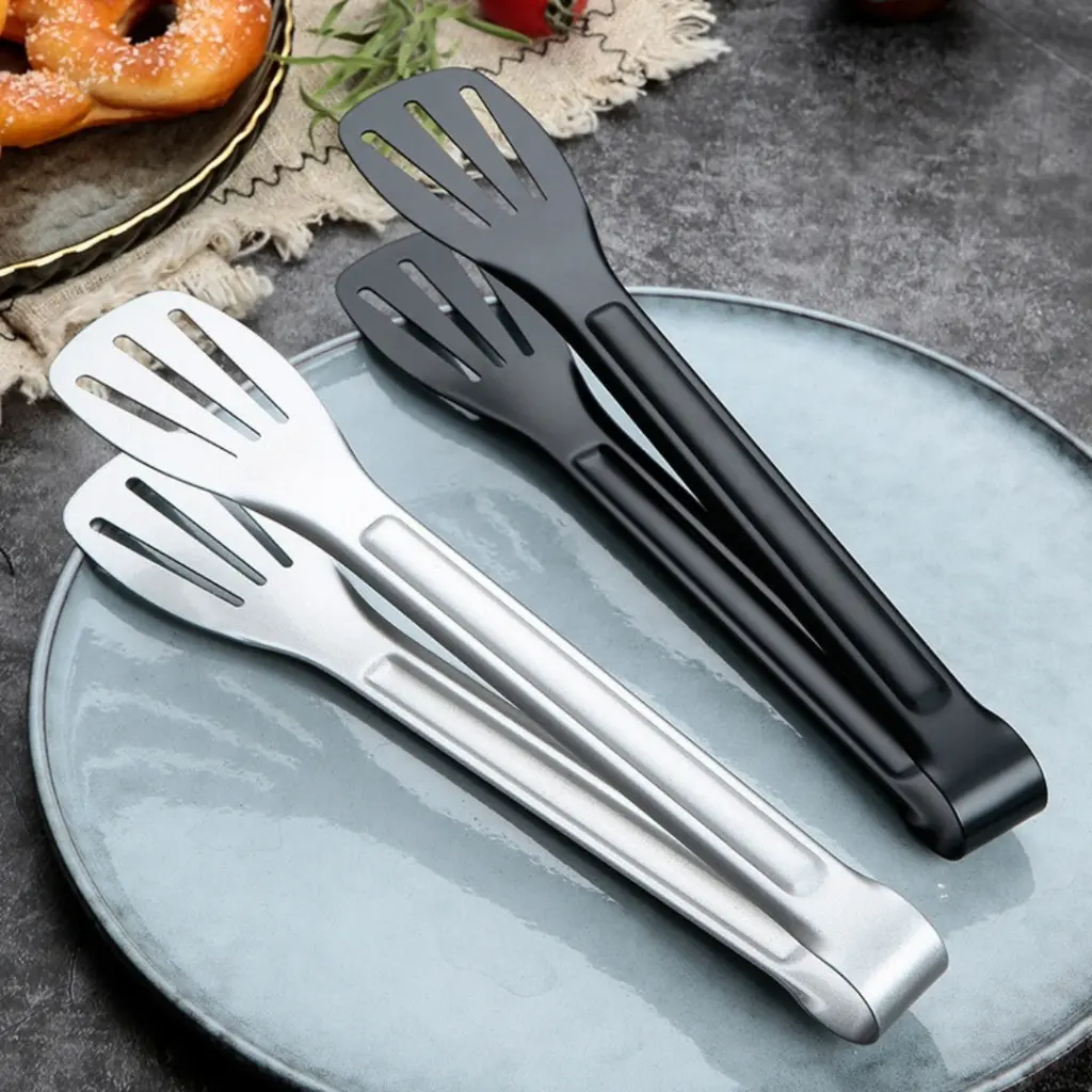 Capitan Makanan Stainless Steel Tebal Anti Karat Jepitan Kue Pencepit Roti Capit Gorengan Mie Murah