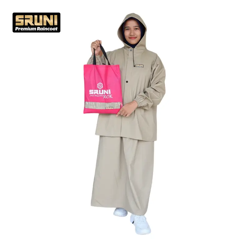 JAS HUJAN WANITA ROK BY SRUNI BAHAN TEBAL MURAH PVC 0.25 RAINCOAT ANTI REMBES ROK JAS HUJAN WANITA VIRAL Tahan air 4