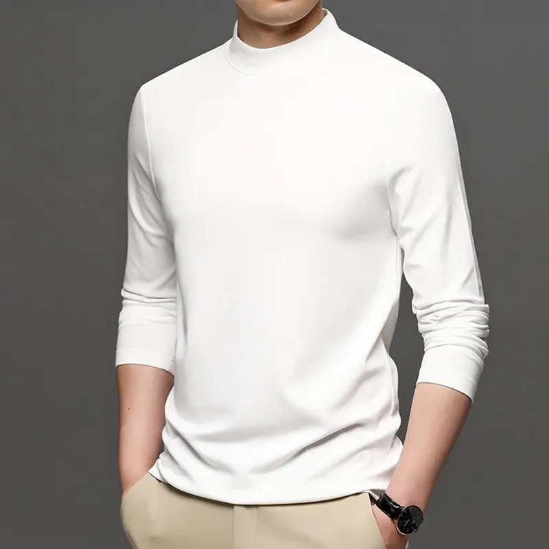 Áo giữ nhiệt dài tay nam có lót nỉ ấm áp mềm mại bên trong giữ ấm cơ thể,cổ cao 3cm Menswear 6
