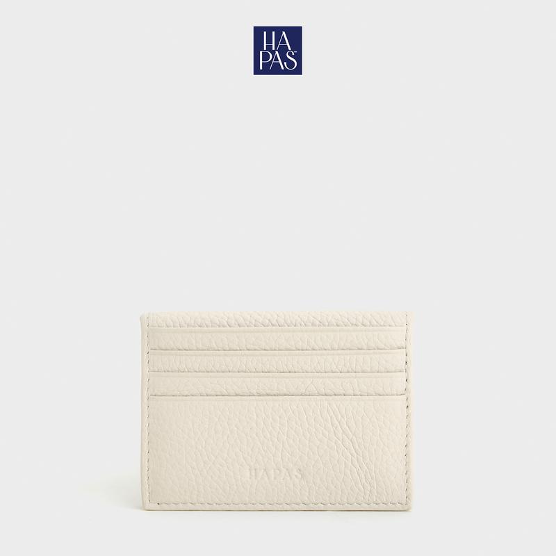 Ví Card Gập Đôi Da Vân Thật Sz 10 White HAPAS - VN240122 Wallet Hình Chữ Nhật Nhiều Ngăn