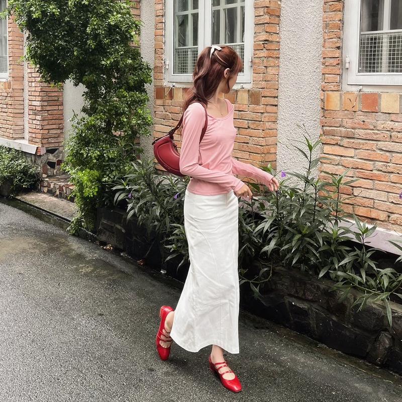 LONG SKIRT - Chân váy kaki trắng dáng dài HeibyHer