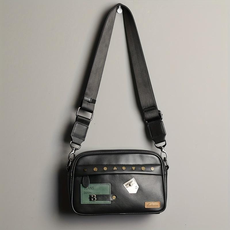  Túi Đeo Vai Thời Trang Mới Của Nam Giới Túi Vuông Đinh Tán Trang Trí Túi Đeo Chéo Túi Messenger Đa Chức Năng Thích Hợp Cho Du Lịch Và Công Việc Bag Da 