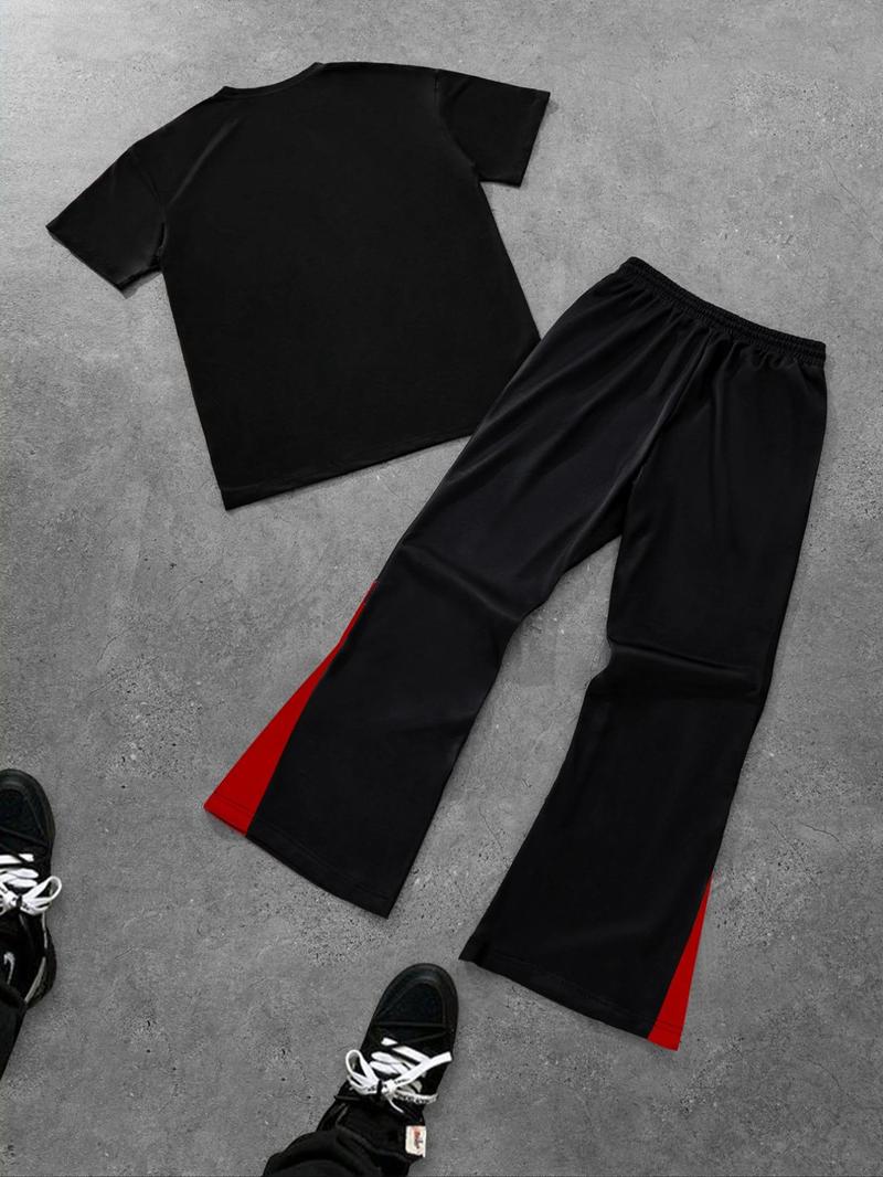 Product Introduction of Men's Star Print Tee & Pants Set, Regular Fit Casual Fashion Short Sleeve T-shirt & Trousers for Daily Outdoor Wear, Men's Clothes for Spring & Fall 2