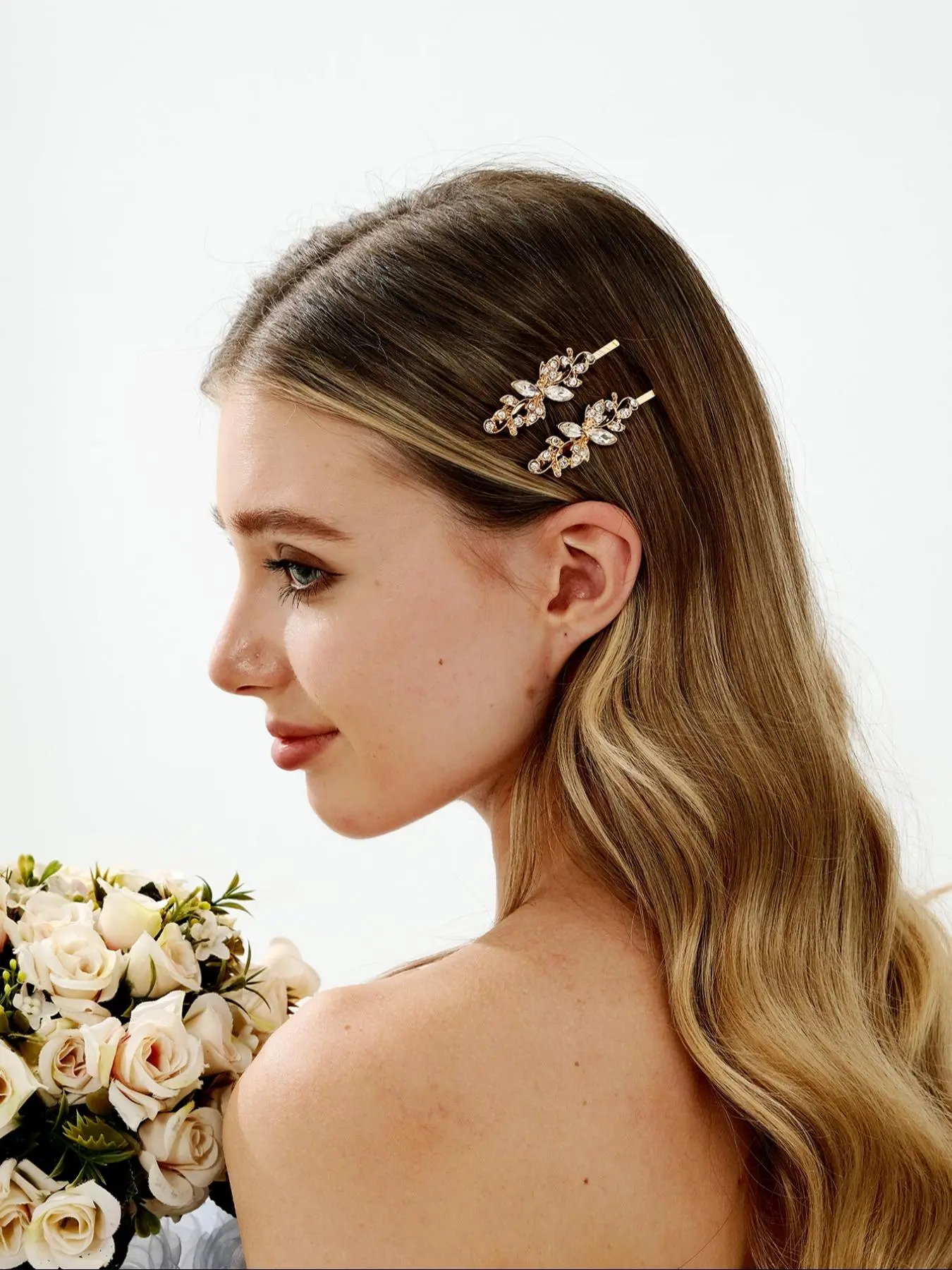 2pcs Minimalist Elegant Plain Rhinestones Decor Hair Clips, Fashionable Bobby Clip For Women & Girls For Gift