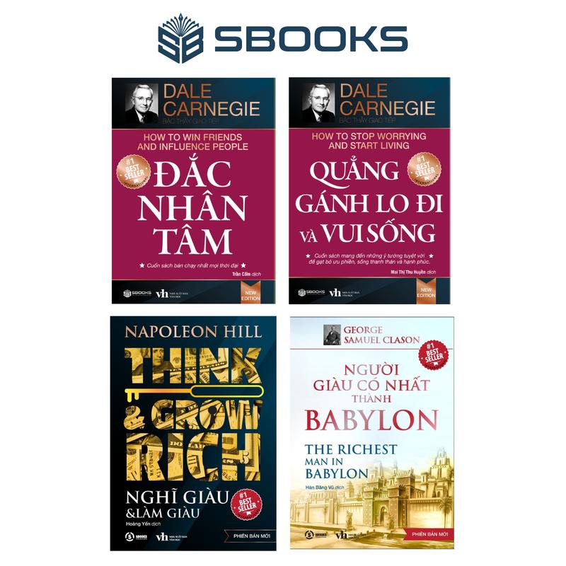 Sách - Combo 4 Cuốn Đắc Nhân Tâm + Nghĩ Giàu & Làm Giàu + Quẳng Gánh Lo Đi + Người Giàu Có Nhất Thành Babylon - Sbooks