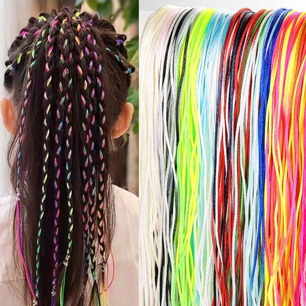 Dây Buộc Tóc Bện, Nhiều Màu Sắc, Dài 1M, Dây Dây Chuyền Tóc Bện, Đồ Trang Trí Tóc, Thích Hợp Cho Bé Gái Tự Làm, Có Thể Dùng Làm Tóc Đuôi Ngựa, 10 Cái