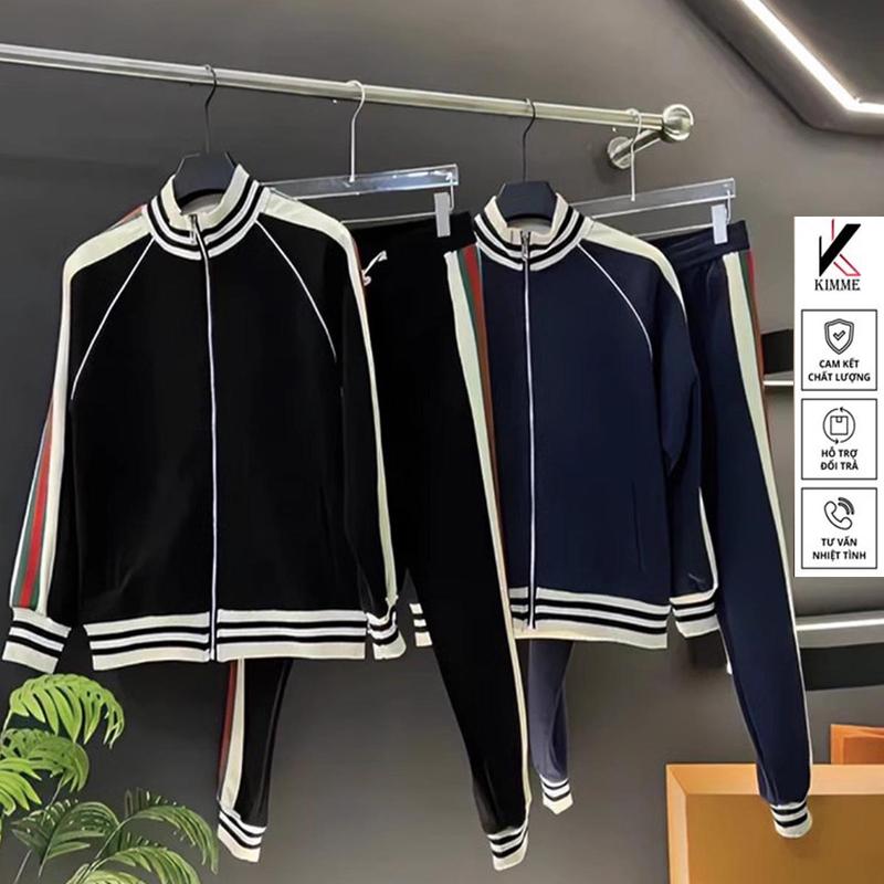 Bộ Thể Thao Nam 2 Lớp Phối Kẻ Sọc, Bộ Quần Áo Thu Đông Nam 2 Màu  Đen Và Xanh Than Kimme Luxury Sport Chạy Bộ Thể Dục Tập Gym spicyuuu  diving suit Tập Thể Dục