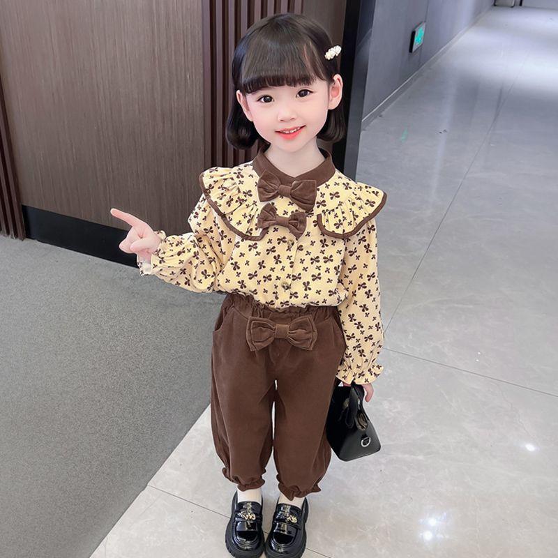 Bộ Đồ Mùa Thu Cho Bé Gái, Hợp Xu hướng, Phong Cách Mới Nhất, Thời Trang Phong Cách Phương Tây, Bộ Đồ Hai Mảnh Vải Nhung Kẻ Thường Ngày Cho Bé Gái, 2024 Hàng Mới Về 3