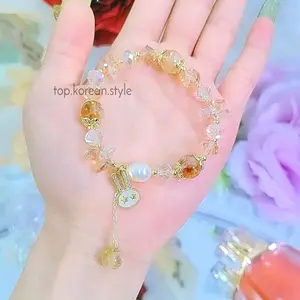 Gelang batu Kuning Rabbit Star elastis untuk lengan standar (max 17cm) premium gaya wanita korea