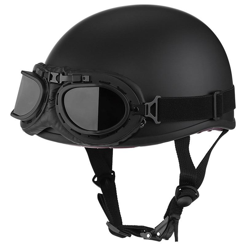 Mũ Bảo Hiểm Nửa Đầu 1/2 Kèm Kính Phi Công Vintage Và Kính Che Nữa Mặt,Nón Bảo Hiểm Nữa Đầu Hót