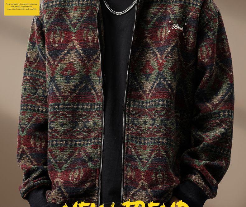 Product Introduction of High-end Ethnic Style Wool Knit Jacket for Men, Autumn Loose Fit, Large Size 560g Heavy Retro Cardigan Sweater Trendy Pedal 15