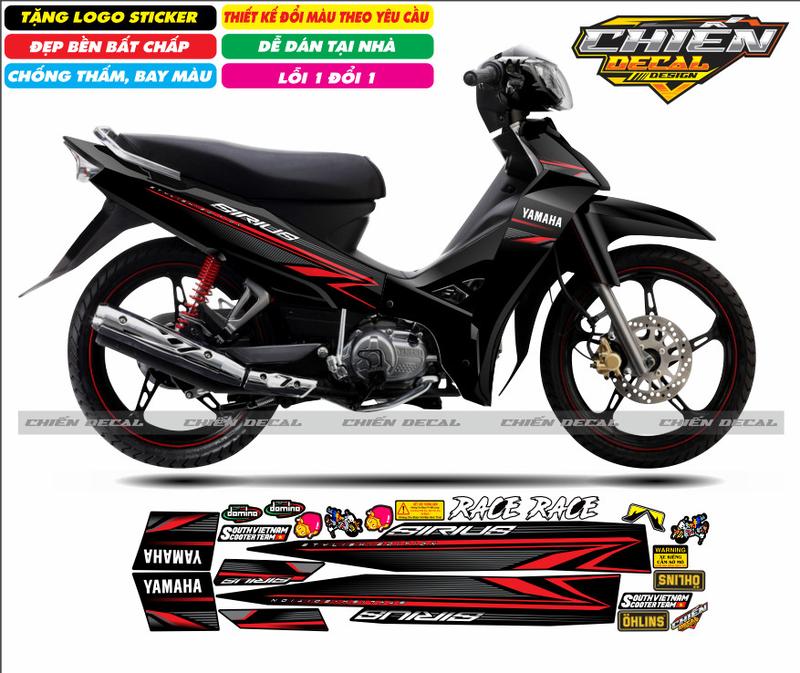 Tem rời xe sirius RC 110cc - 50cc mẫu tem zin nhiều màu lựa chọn (tem 3 lớp bền - đẹp) Nhãn Dán