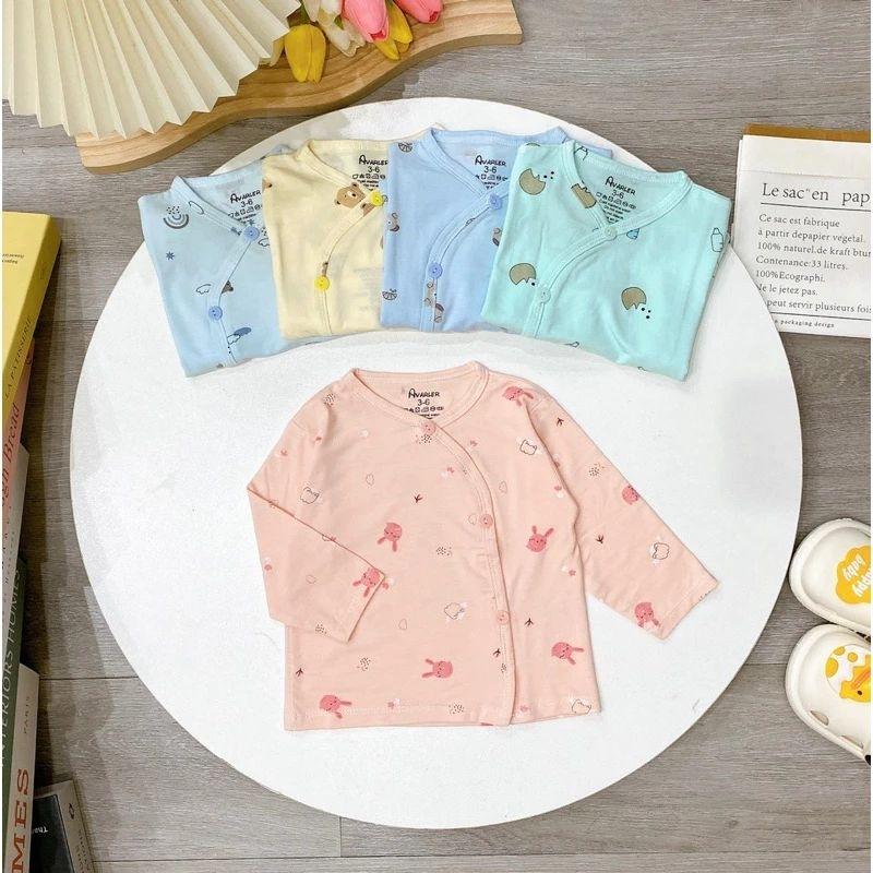 Áo dài thun lạnh màu in hình hoạ tiết dễ thương sơ sinh vạt chéo cho bé size từ ss-9kg 3