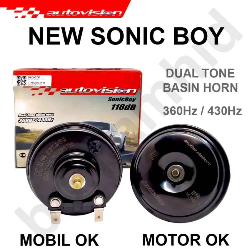 Klakson Autovision NEW SONIC BOY 12V 118dB Dual Tone Basin Horn 0