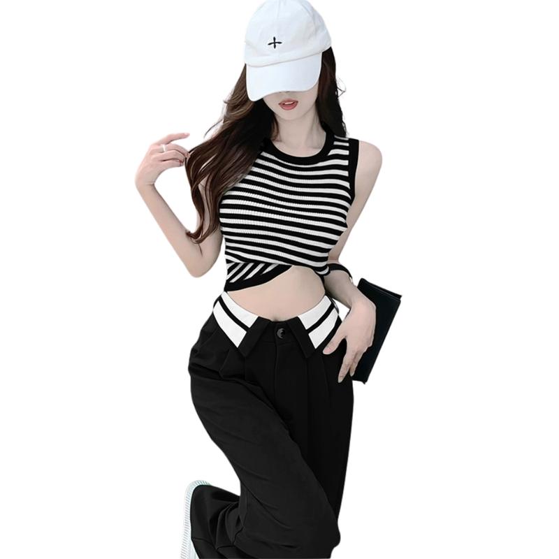 [019] Quần Xuông Ruby 1 cúc Cạp viền  bẻ, quàn Culottes cạp cao Nữ Pants Women Đen 6