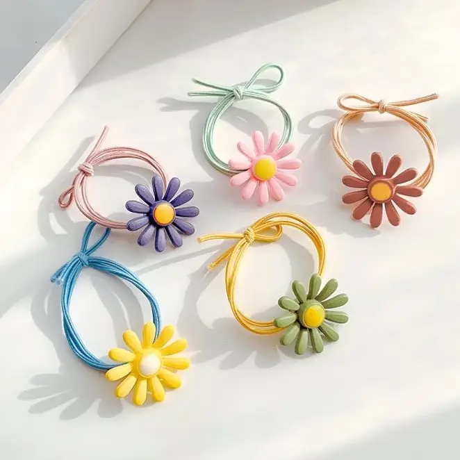 Dây Cột Tóc Ngẫu Nhiên Hình Nơ, Hình Hoa Cúc JoyMall Dễ Thương Đáng Yêu Nhiều Màu - JoyMall
