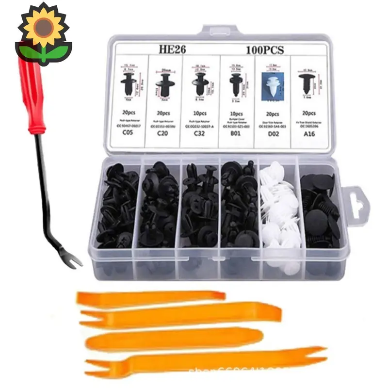 【100PCS】Universal Car Rivet Bolts, Bumper Clips, Plastic Body Bolts & Multi-purpose Motorcycle Probolt Clips for Various Vehicles.pain 4