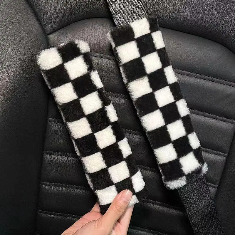 Plush Car Seat Belt Covers, Car Decorative Accessories, Cute Cartoon Car Seat Belt Protector, Car Interior Decor Accessories for Women & Girls, Truck Accessories, Birthday Gifts, Car Accessories