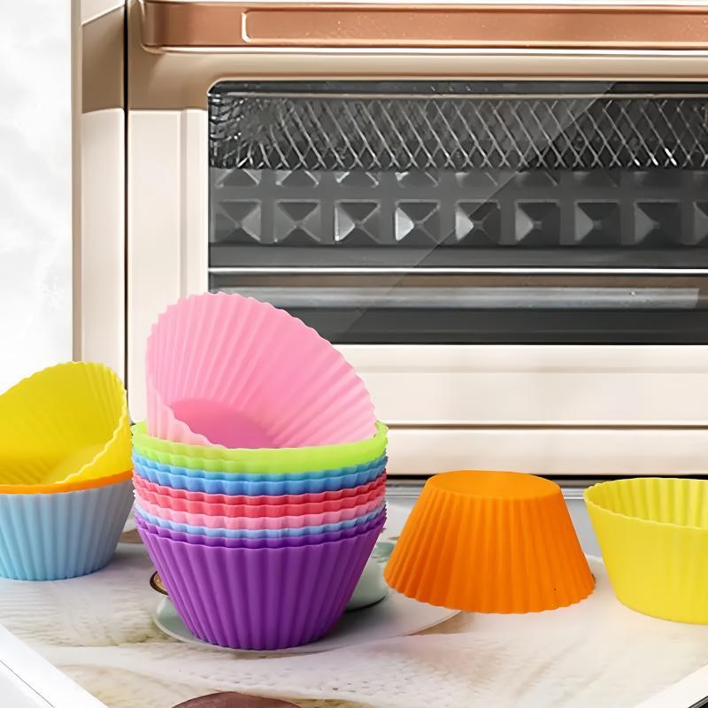 Random Color Silicone Muffin Cup, 24pcs/set Non-stick Reusable Cupcake Liner, Baking Mold for Home Kitchen Baking House 2