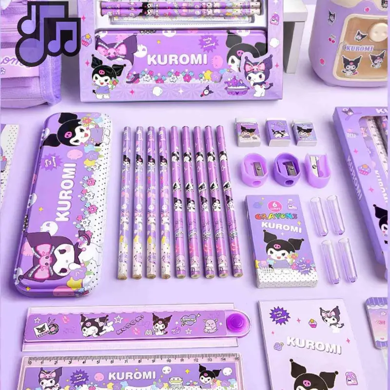 Kotak Pensil Anak Set 7 in 1 Stationery Hadiah Anak Sanrio Alat Tulis Set Kuromi My Melody Cinnamorollbrae 5