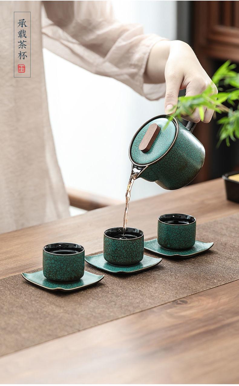 Product Introduction of [2789 People Collected] High-end Green Glaze Kung Fu Tea Coaster Small Tea Tray Ceramic Kung Fu Tea Set Accessories Tea Ceremony Heat Insulation Coaster Tea Set Accessories 14